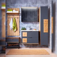 Товар: Банкетка Бриклаер Форест 60 4627125414732 Дуб золотой Антрацит - фото 4 Банкетка Бриклаер Форест 60 4627125414732 Дуб золотой Антрацит — фото 4, Мебель для ванной