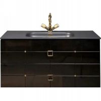 Тумба под раковину Boheme Armadi Art Vallessi Avangarde Piazza 100 841-100-BG подвесная Черный глянец Золото — фото 1, Мебель для ванной