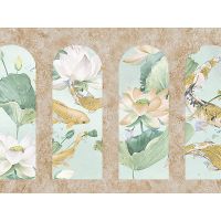 Панно Zambaiti Parati Satin Flowers IV Z66867 Винил на флизелине (3*5,1) Разноцветный, Архитектура/Цветы/Рыбы — фото 1, Обои для стен