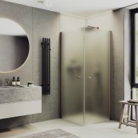 Душевой уголок Maybah Glass MGY-1293-2 800x800x1980 на монопетлях Бронза стекло сатиновое — фото 1, Душевые уголки