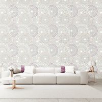 Обои Andrea Rossi Nisida 54325-2 Винил на флизилине (1,06*10) Бежевый/Фиолетовый, Геометрия/Абстракция — фото 2, Обои для стен