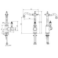 Смеситель для раковины Boheme Imperiale Presente 322 Золото — фото 3, Смесители