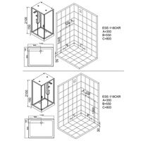 Душевая кабина Esbano ESE-118CKR 110x85 ESKE118CKR без гидромассажа — фото 3, Душевые кабины