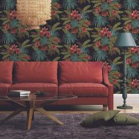 Обои Alessandro Allori Grace 1801-5 Винил на флизелине (1,06*10,05) Красный/Черный, Цветы — фото 2, Обои для стен