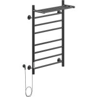 Электрический полотенцесушитель Ника WAY-2 80/50 с полкой Черный матовый — фото 1, Электрические полотенцесушители