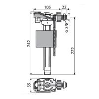 Наливная арматура Alcaplast A160P-3/8 с боковой подводкой — фото 2, Прочие комплектующие для слива и канализации