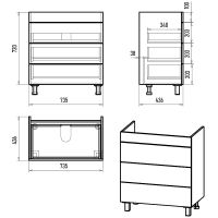 Тумба с раковиной Brevita Gloster 80 УТ000012447 Графит матовый — фото 11, Мебель для ванной