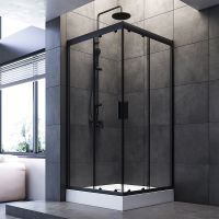 Душевой уголок AM.PM Gem 90х90 W90G-403-090BT профиль Черный матовый стекло прозрачное — фото 4, Квадратные душевые уголки