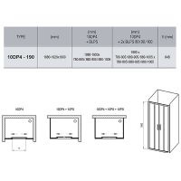 Душевая дверь Ravak 10° 10DP4 190 0ZKL0U00Z1 профиль Сатин стекло Transparent — фото 4, Раздвижные душевые двери