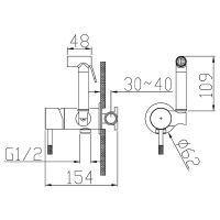 Гигиенический душ со смесителем Boheme Uno 467-BG Черный матовый Золото — фото 2, Душевое оборудование. Душевая программа