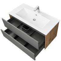 Тумба под раковину Aquaton Сохо 100 1A258201AJA00 подвесная Дуб веллингтон Графит софт — фото 3, Тумбы под раковину