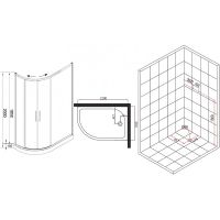 Душевой уголок Esbano ESR-8027A 120x80 R ESUGR8027AR профиль Хром стекло рифленое — фото 13, Асимметричные душевые уголки