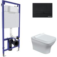 Комплект унитаза с инсталляцией Berges Novum 042451 с сиденьем Микролифт и Черной клавишей смыва — фото 1, Комплекты унитаз + инсталляция