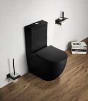 Унитаз компакт CeramaLux 2166XMB Черный матовый с бачком и сиденьем Микролифт — фото 2, Напольные унитазы