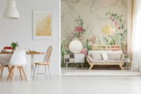 Фреска Ortograf Aurora 34106 Фактура флок FLK Флизелин (4,5*3) Бежевый/Зеленый/Розовый, Цветы — фото 3, Фрески