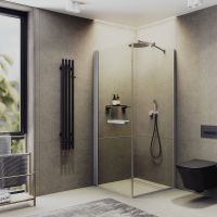 Душевой уголок Maybah Glass MGY-1345-5 1000x1000x1975 на монопетле Хром матовый стекло прозрачное — фото 1, Душевые уголки