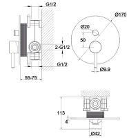Смеситель для душа Whitecross Y brushed nickel Y1235NIB Брашированный никель — фото 3, Смесители