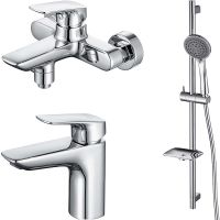 Комплект смесителей Aquatek Вега AQ1030CR Хром — фото 1, Готовые комплекты для ванной комнаты