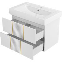 Товар: Тумба с раковиной Brevita Vega 80 УТ000022670 подвесная Белая матовая Золото - фото 4 Тумба с раковиной Brevita Vega 80 УТ000022670 подвесная Белая матовая Золото — фото 4, Мебель для ванной