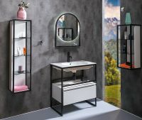 Шкаф пенал Boheme Armadi Art Loft 30 896-W подвесной Белый Черный — фото 4, Мебель для ванной