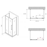 Душевой уголок Abber Schwarzer Diamant 140x90 профиль Черный стекло матовое арт-AG30140BMH-S90BM-S90BM — фото 5, Прямоугольные душевые уголки