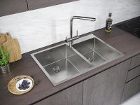 Кухонная мойка Paulmark Kroner 78/2S PM237851-BS Брашированная сталь — фото 3, Кухонные мойки