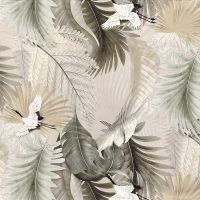 Обои Prima Italiana Volare 80476 Винил на флизелине (1,06*10) Бежевый/Зеленый, Птицы/Листья — фото 1, Обои для стен