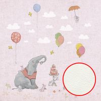 Фреска детская Ortograf Для самых маленьких 33720 Фактура флок FLK Флизелин (2,7*2,7) Розовый/Разноцветный, Животные/Воздушные шары — фото 1, Фрески