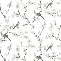 Обои LOYMINA La Belle Epoque BQ5 011 Винил на флизелине (1*10,05) Серый/Белый, Деревья/Птицы — фото 1, Обои для стен