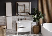 Зеркальный шкаф Aquaton Сканди 90 1A252302SDZ90 Белый Дуб рустикальный — фото 5, Зеркальные шкафы в ванную