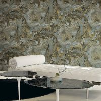 Обои Decori-Decori Carrara 82663 Винил на флизелине (1,06*10,05) Бирюзовый/Черный, Мрамор — фото 2, Обои для стен