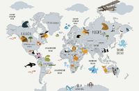 Фреска детская Ortograf Для самых маленьких 32910 Фактура флок FLK Флизелин (4,1*2,7) Серый/Разноцветный, Карты — фото 2, Фрески