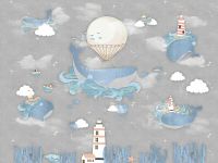 Фреска детская Ortograf Little Friends 34401 Фактура бархат FX Флизелин (4*3) Серый/Разноцветный, Рыбы — фото 2, Фрески