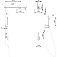 Душевая система Abber Weiss Insel AF8018B Черная матовая — фото 3, Встраиваемые душевые комплекты