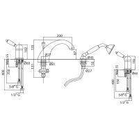 Смеситель на борт ванны Cezares Elite ELITE-BVDM-03/24-Bi Золото 24 карат — фото 2, Смесители