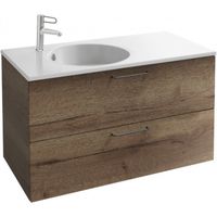 Тумба под раковину Jacob Delafon Odeon Rive Gauche 100 EB2524-R9-E52 подвесная Дуб Табак ручки Черные — фото 1, Тумбы под раковину