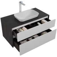 Тумба с раковиной Black&White Universe U907.1000-1 100 907U1000-1 подвесная White matt Lauren gold — фото 4, Мебель для ванной