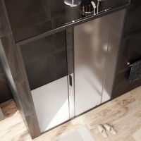 Душевая дверь AM.PM Gem 140 W90G-140-1-195BM профиль Черный матовый стекло матовое-прозрачное — фото 3, Раздвижные душевые двери