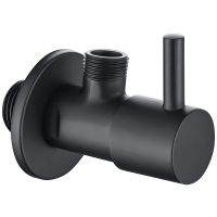 Запорный вентиль Aquatek AQ2450MB угловой Черный матовый — фото 1, Комплектующие для душевого оборудования