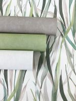 Обои RASCH Garden 330052 Винил на флизелине (0,53*10,05) Зеленый, Однотонные/Рогожка — фото 2, Обои для стен