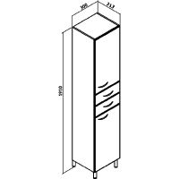 Шкаф пенал Runo Эконом 30 R 00000000126 с бельевой корзиной Белый — фото 2, Пеналы для ванной комнаты