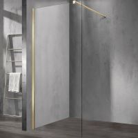 Душевая перегородка Vincea Walk-In 90 VSW-1H900CLG профиль Золото матовое стекло прозрачное — фото 1, Душевые перегородки