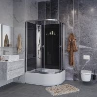 Душевая кабина Niagara Eco 110x80 R E110/80/40L/TN/BK без гидромассажа — фото 1, Душевые кабины