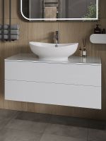 Товар: Тумба с раковиной Orange Otto 100 Ot-100TuGLASS+G56 Белая - фото 2 Тумба с раковиной Orange Otto 100 Ot-100TuGLASS+G56 Белая — фото 2, Мебель для ванной