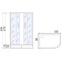 Душевой уголок River Don 120x80 МТ L/R 10000000098 без поддона — фото 3, Асимметричные душевые уголки