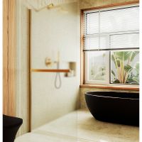 Душевая перегородка Maybah Glass MGD-731-3ш 790x1950 в широком профиле Золото стекло сатиновое — фото 1, Душевые перегородки