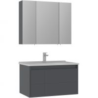 Товар: Тумба с раковиной Orka Likya 80 5002491 подвесная Антрацит матовый - фото 2 Тумба с раковиной Orka Likya 80 5002491 подвесная Антрацит матовый — фото 2, Мебель для ванной