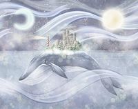 Фреска детская Ortograf Детские 8332 Фактура бархат FX Флизелин (3,81*3) Серый/Сиреневый, Замки/Рыбы арт-8332 (бархат FX) — фото 2, Фрески