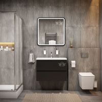 Товар: Зеркало Art&Max Genova AM-Gen-800-800-DS-F с подсветкой с сенсорным выключателем Черное - фото 2 Зеркало Art&Max Genova AM-Gen-800-800-DS-F с подсветкой с сенсорным выключателем Черное — фото 2, Мебель для ванной