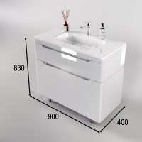 Тумба под раковину Style Line Марелла 90 Люкс Plus Белый глянец антискрейтч арт-СС-00002417 — фото 6, Тумбы под раковину